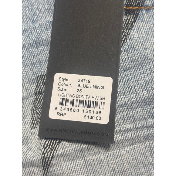 One Teaspoon NWT Bonitas High Waist Denim Shorts Blue Lightning Size 25 MSRP$130 - Picture 5 of 7